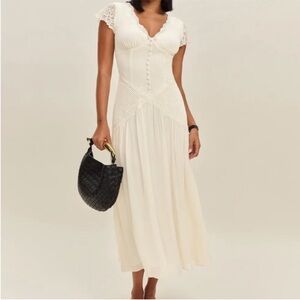 NWT Reformation Arianne Ivory Maxi Dress with Lace size 4